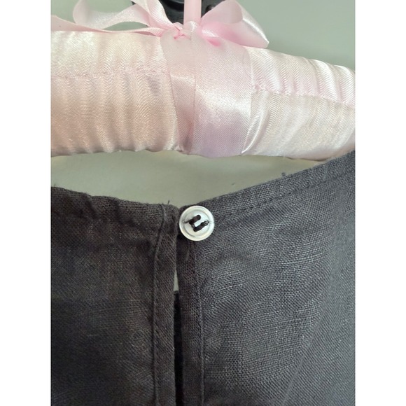 Saks Fifth Avenue 100% Linen Ruffle Tiered Mini Dress Charcoal Grey Womens Small - Picture 3 of 6